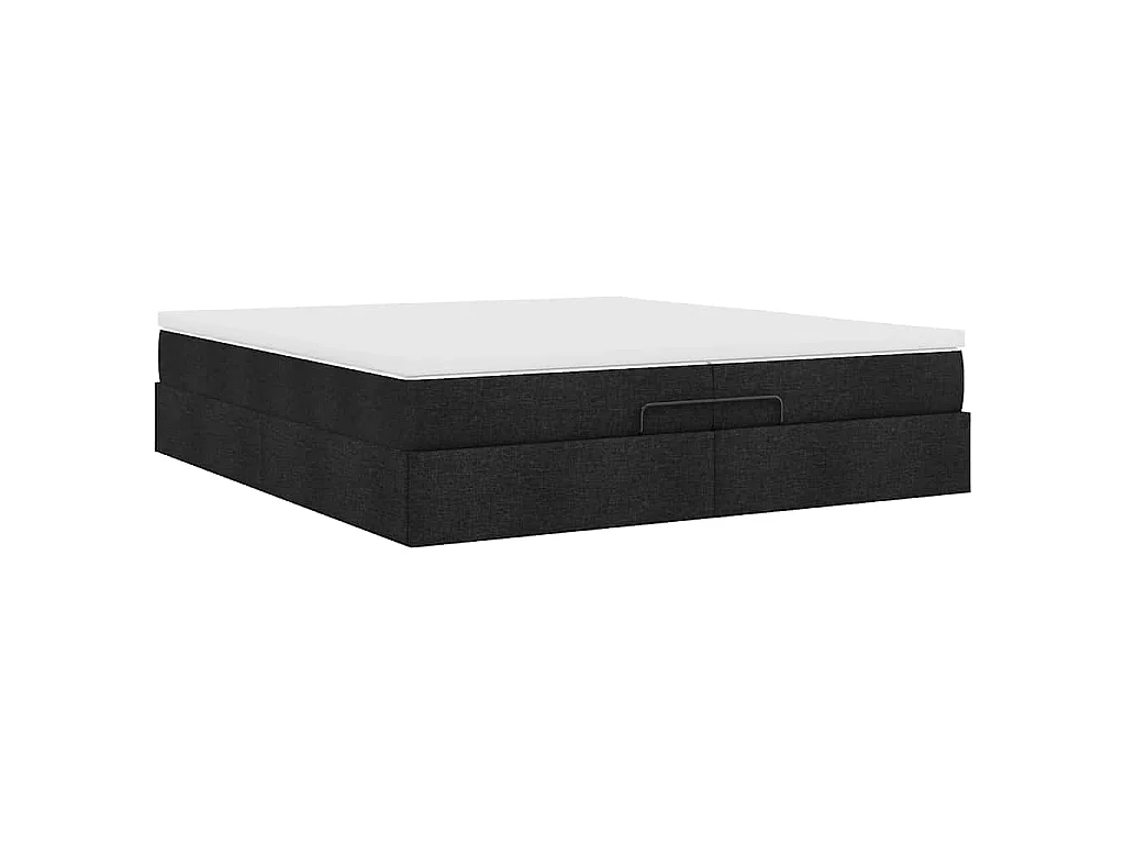 Ottoman-Bett mit Matratzen Schwarz 200x200 cm Stoff
