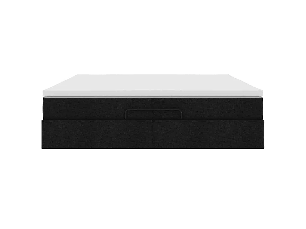 Cadre de lit ottoman avec matelas noir 200x200cm tissu