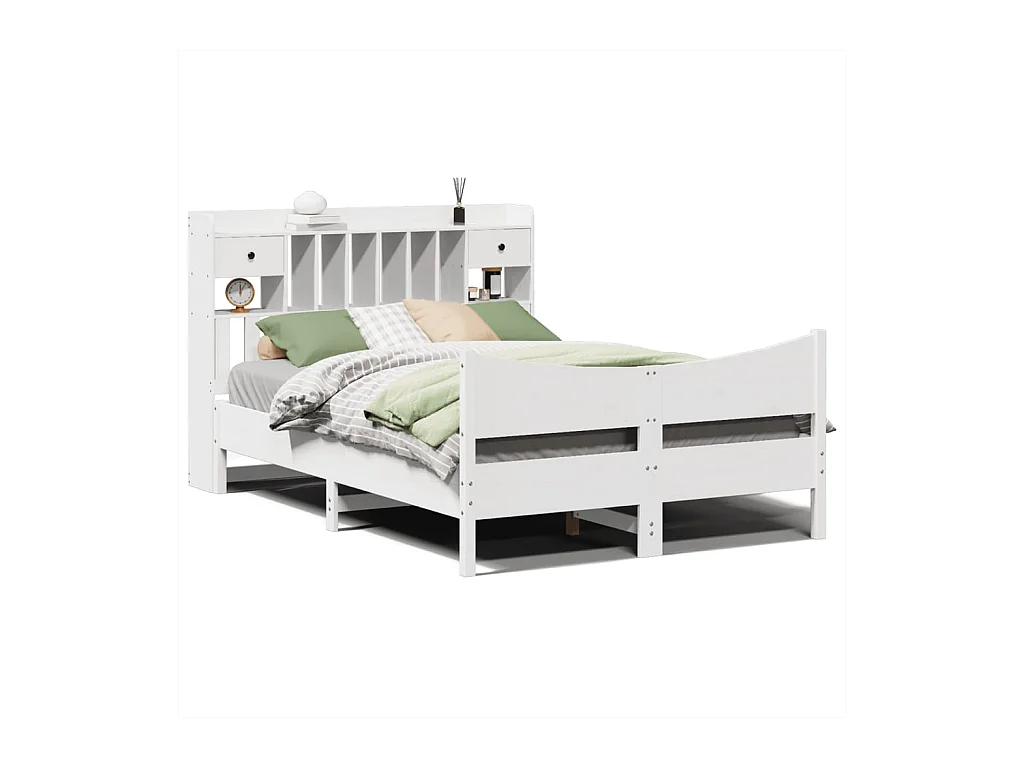 Estructura de cama sin colchón madera de pino blanca 150x200 cm