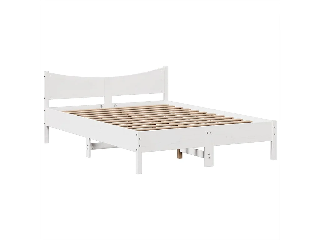 Bedframe zonder matras massief grenenhout wit 150x200 cm