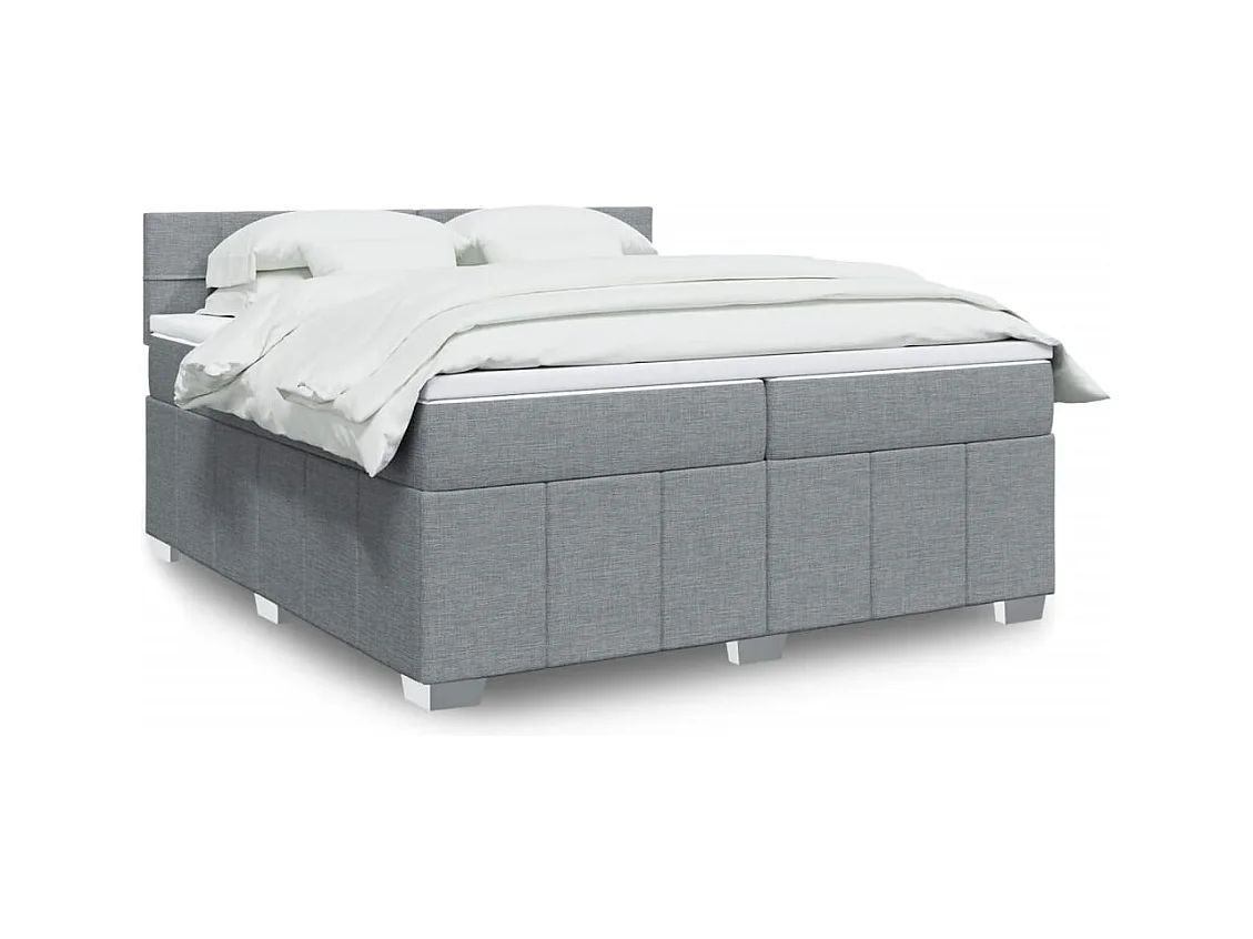 Sommier à lattes de lit avec matelas Gris clair 200x200cm Tissu