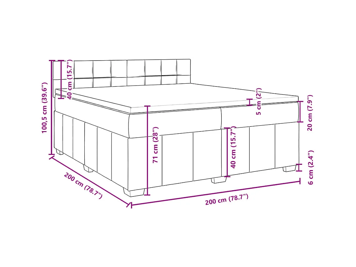 Sommier à lattes de lit avec matelas Gris clair 200x200cm Tissu