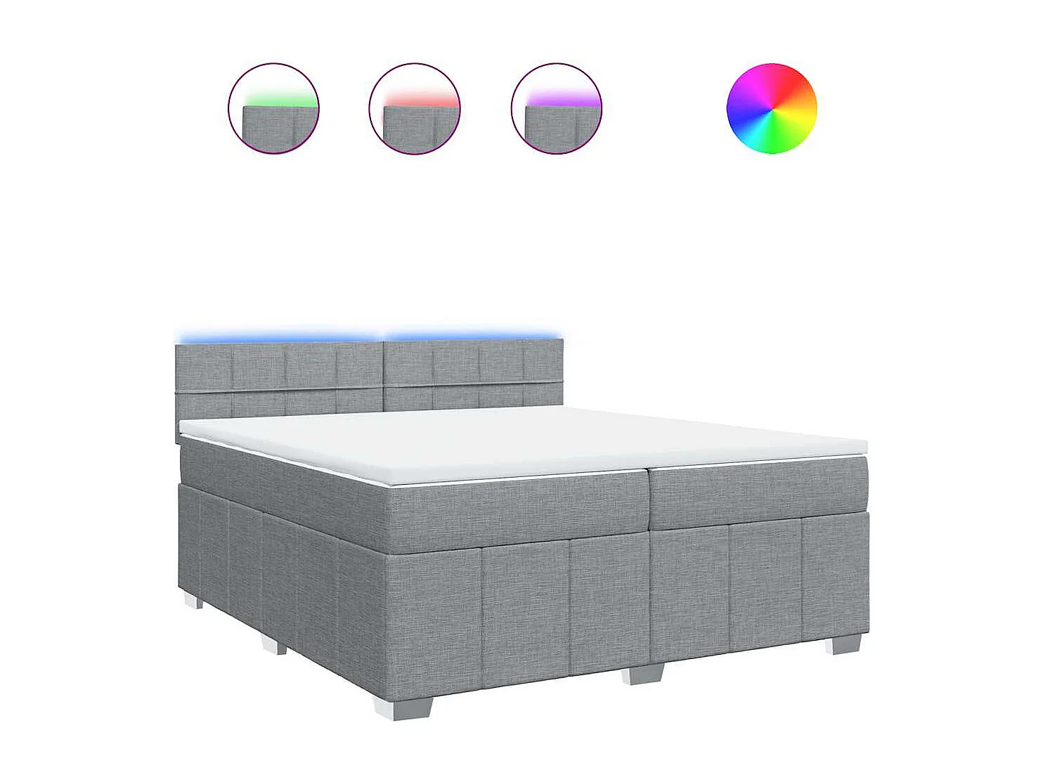 Cama box spring con colchón tela gris claro 200x200 cm