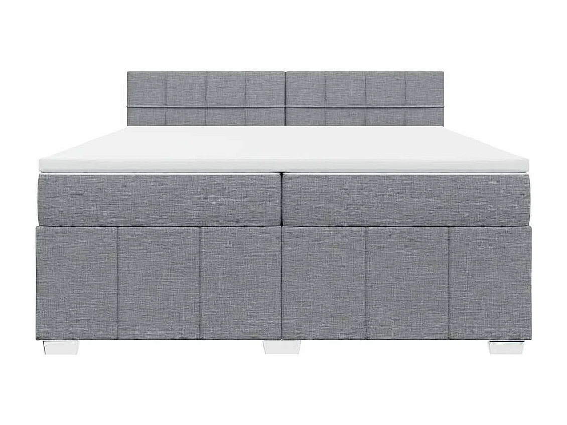 Cama box spring con colchón tela gris claro 200x200 cm