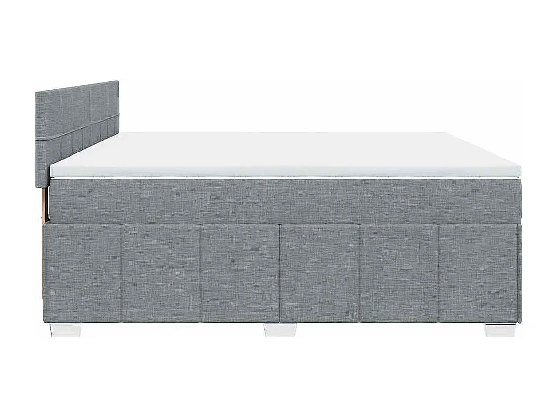 Cama box spring con colchón tela gris claro 200x200 cm