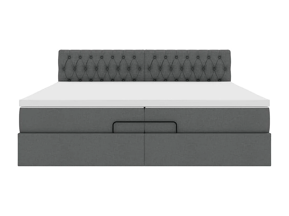 Ottoman-Bett mit Matratzen & LEDs Dunkelgrau 200x200 cm Stoff