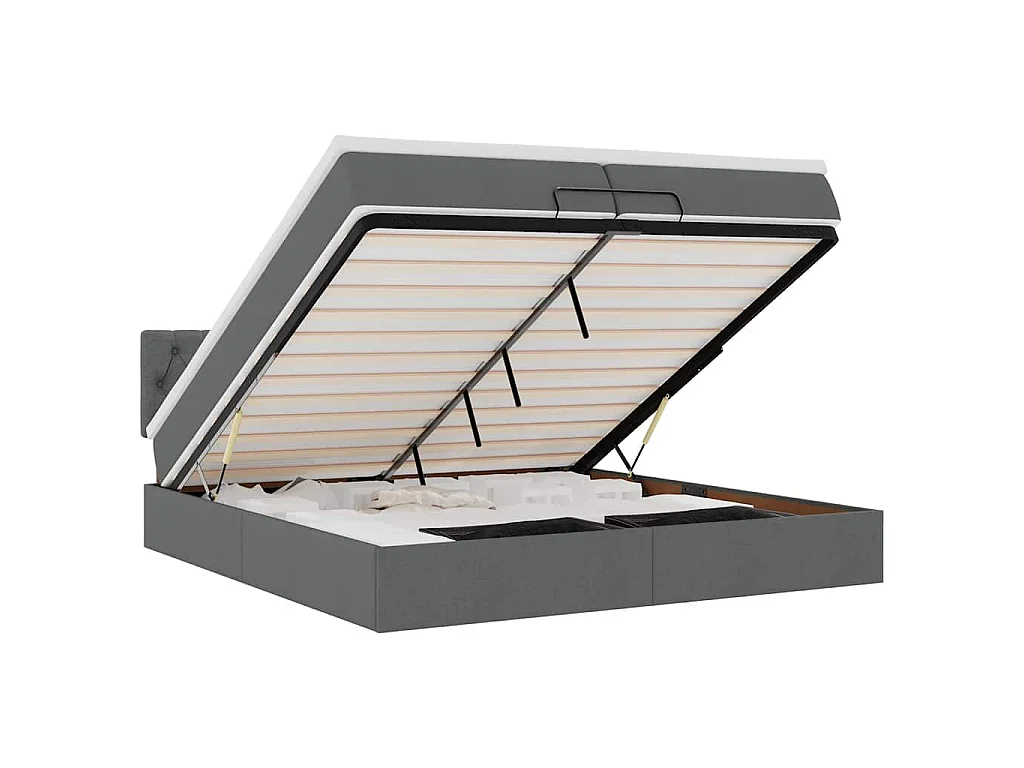 Ottoman bed met matrassen en LED's 200x200cm stof donkergrijs