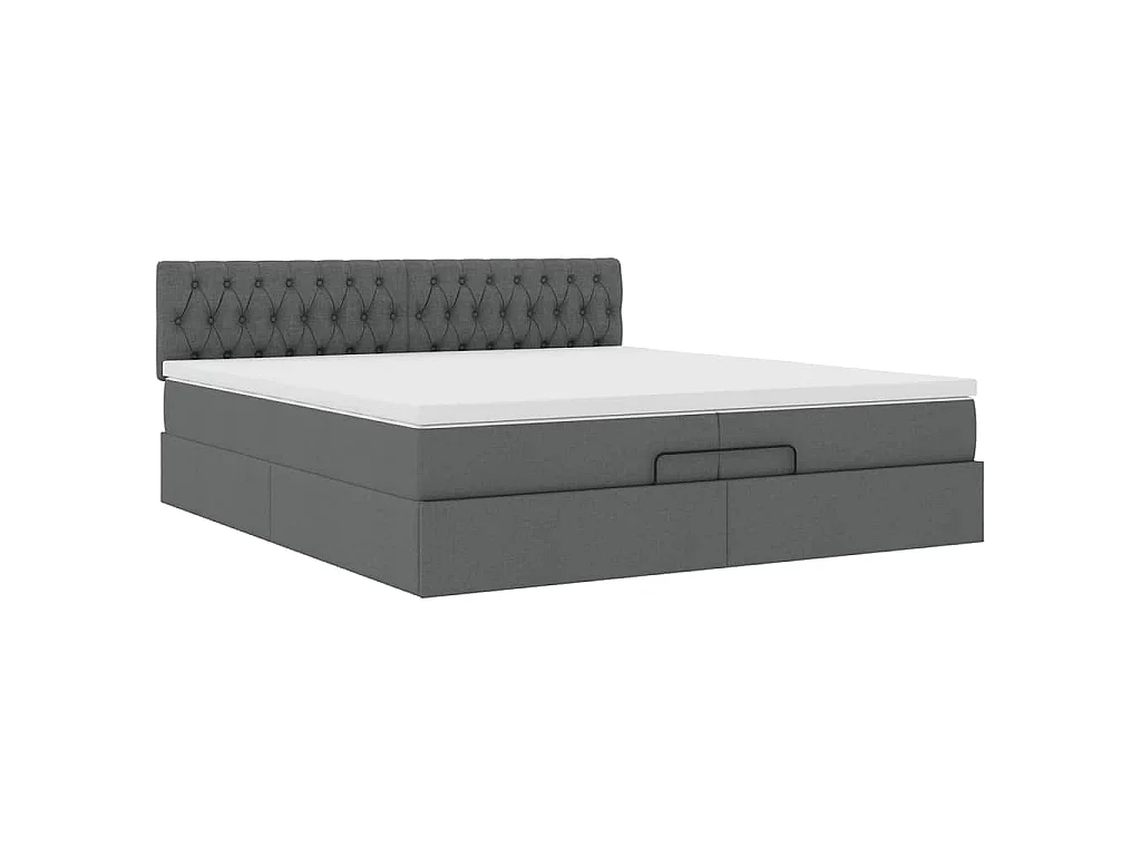 Ottoman bed met matrassen en LED's 200x200cm stof donkergrijs