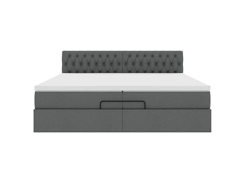 Cadre de lit ottoman avec matelas gris foncé 200x200cm tissu