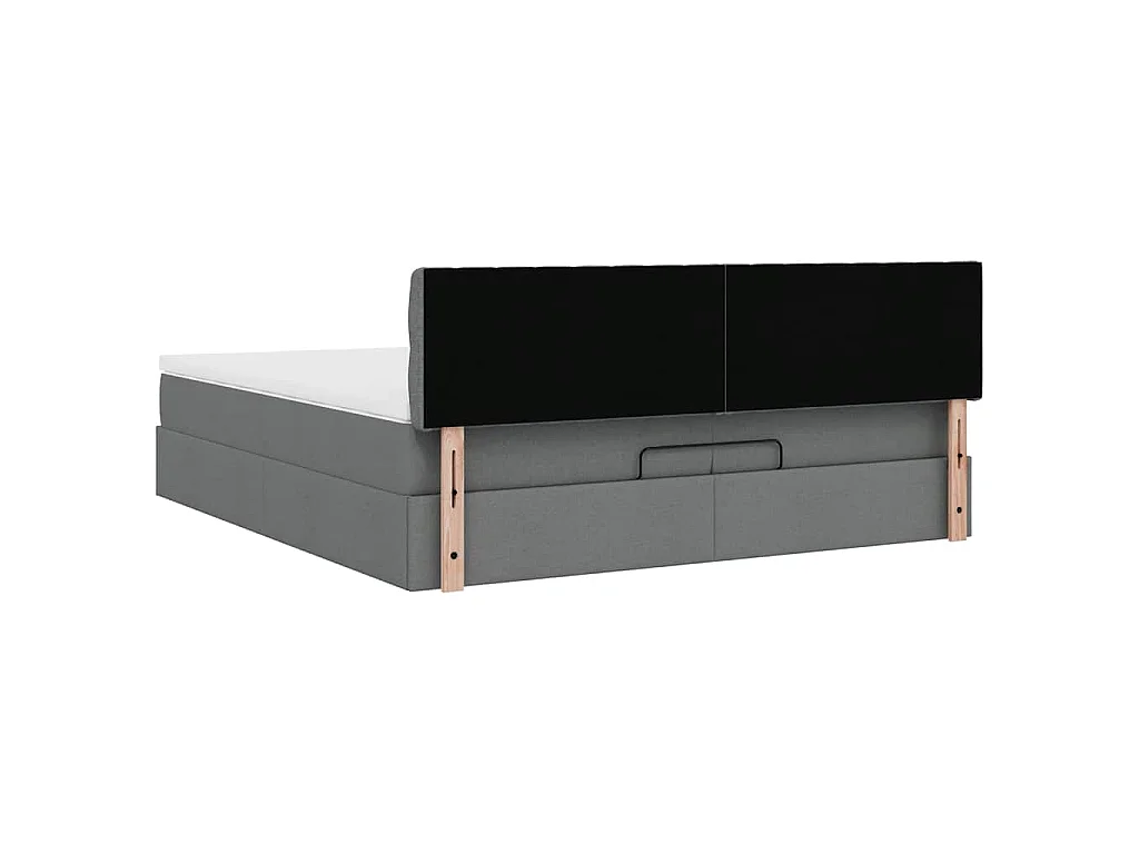 Cadre de lit ottoman avec matelas gris foncé 200x200cm tissu