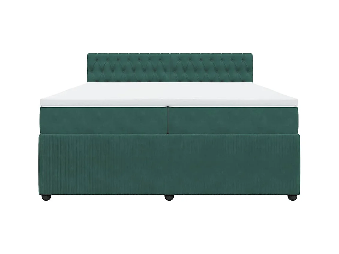 Sommier à lattes de lit et matelas Vert foncé 200x200cm Velours