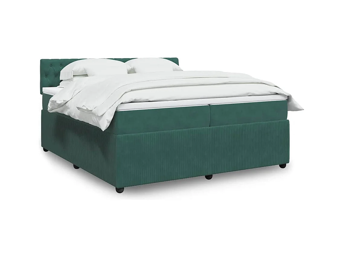 Sommier à lattes de lit et matelas Vert foncé 200x200cm Velours