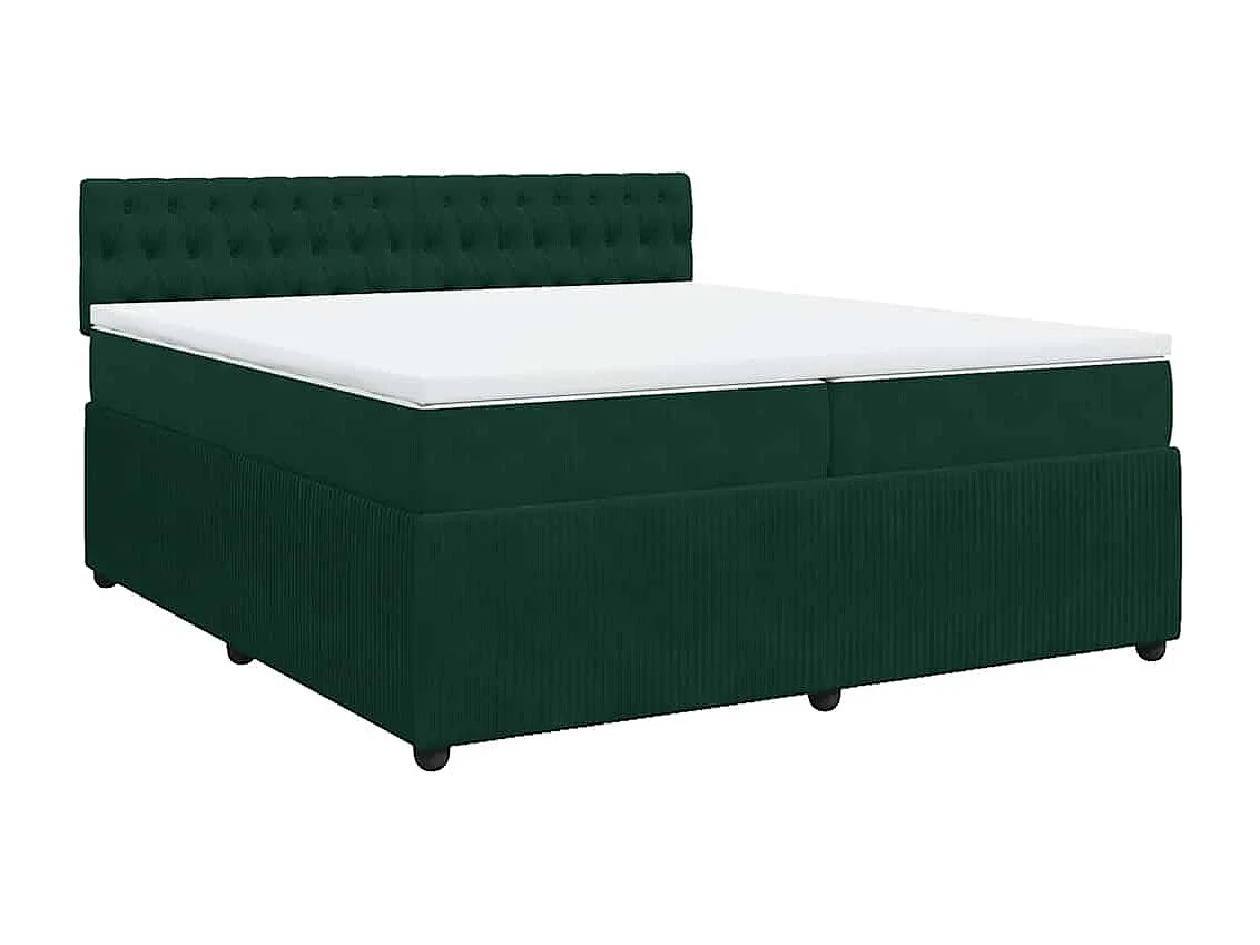 Cama com molas/colchão 200x200 cm veludo verde-escuro