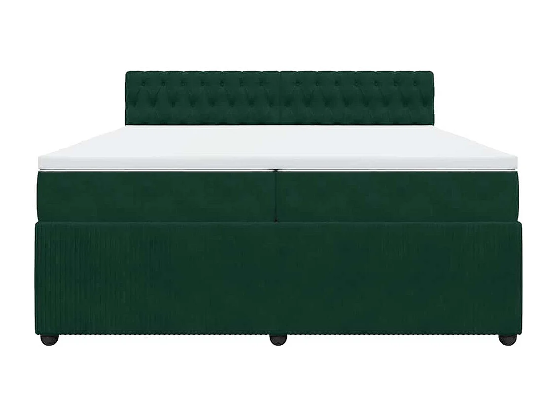 Cama com molas/colchão 200x200 cm veludo verde-escuro