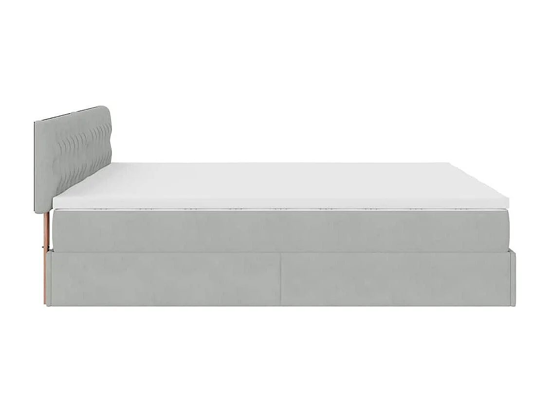 Ottoman-Bett mit Matratzen Hellgrau 200x200 cm Samt