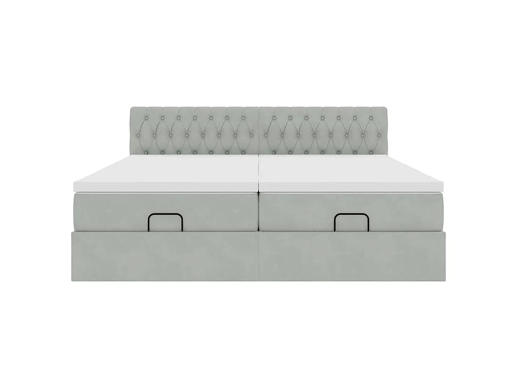 Ottoman-Bett mit Matratzen Hellgrau 200x200 cm Samt