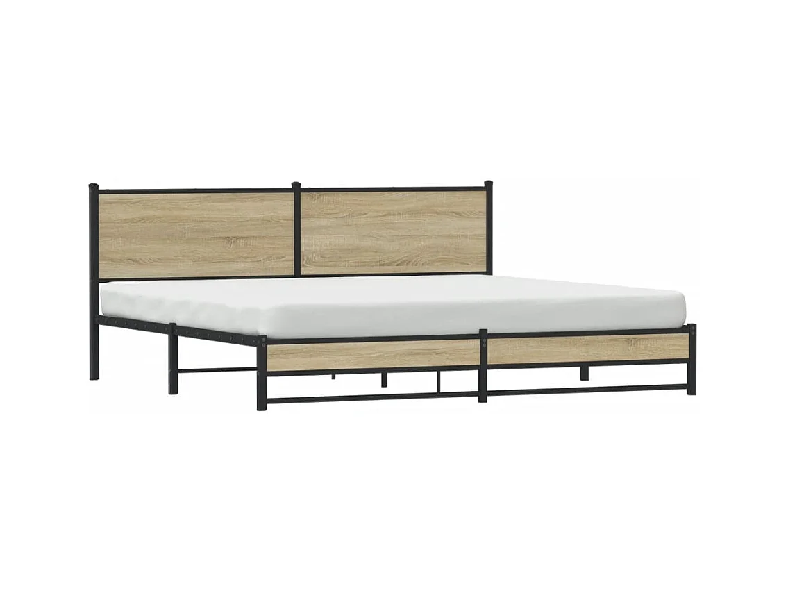 Cadre de lit en métal sans matelas chêne sonoma 193x203 cm