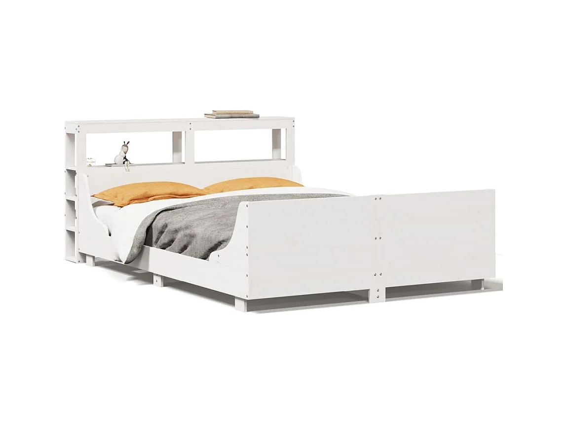 Cadre de lit sans matelas blanc 150x200 cm bois de pin massif