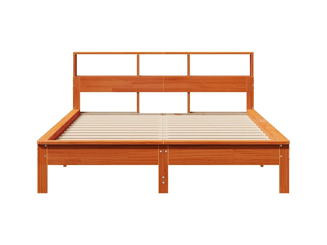 Cadre de lit sans matelas cire marron 150x200cm bois pin massif