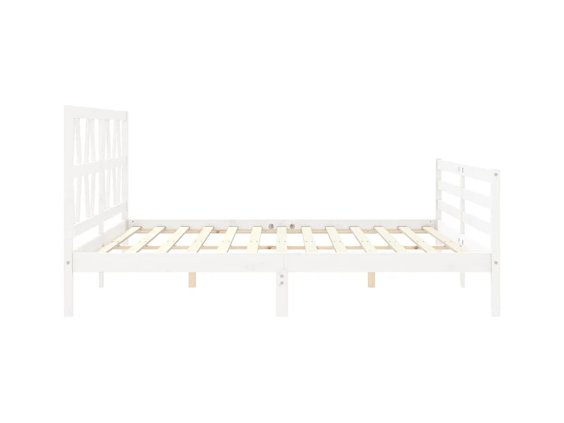 Giroletto con Testiera Bianco 200x200 cm in Legno Massello