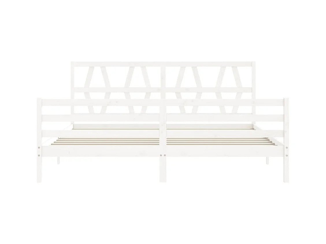 Giroletto con Testiera Bianco 200x200 cm in Legno Massello