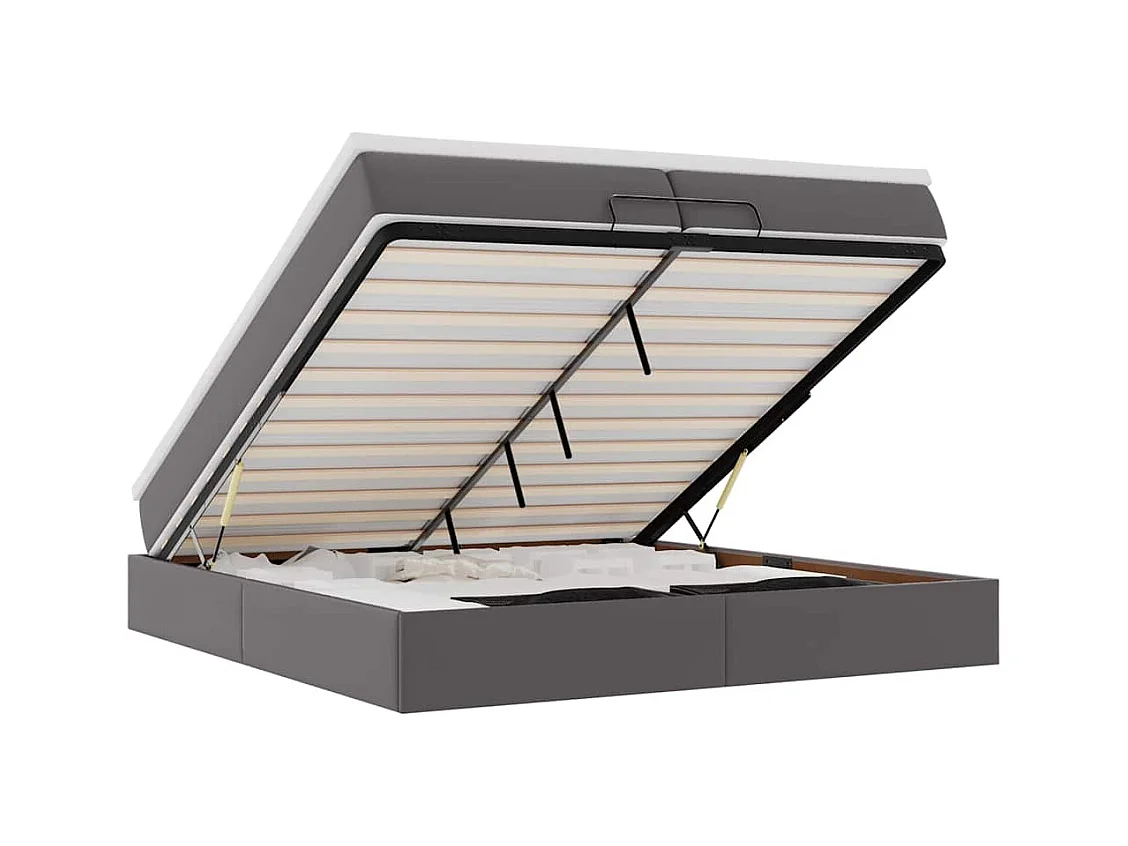 Ottoman-Bett mit Matratzen Grau 200x200 cm Kunstleder