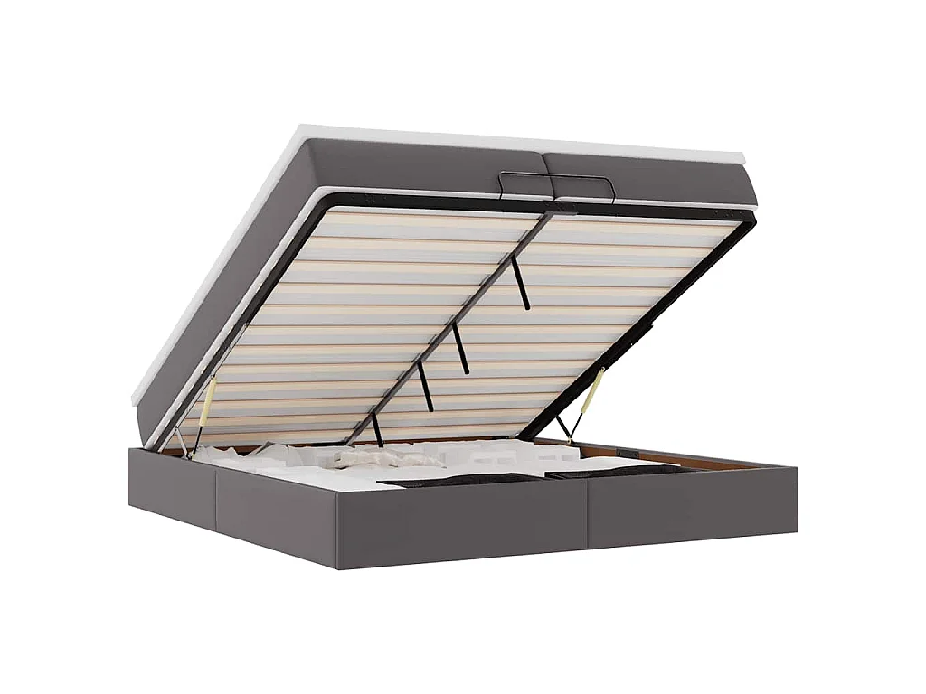 Estructura cama otomana colchones cuero sintético gris