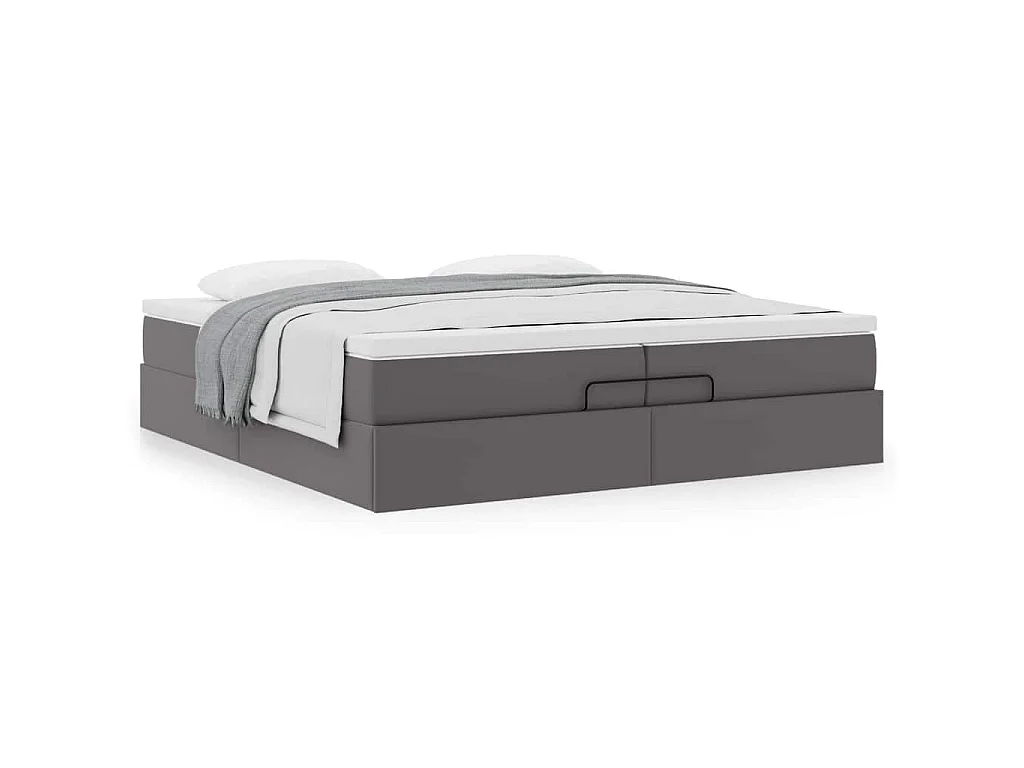 Estructura cama otomana colchones cuero sintético gris