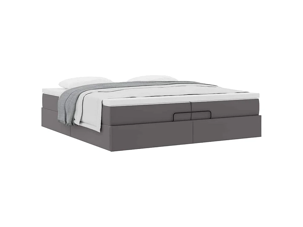 Estructura cama otomana colchones cuero sintético gris