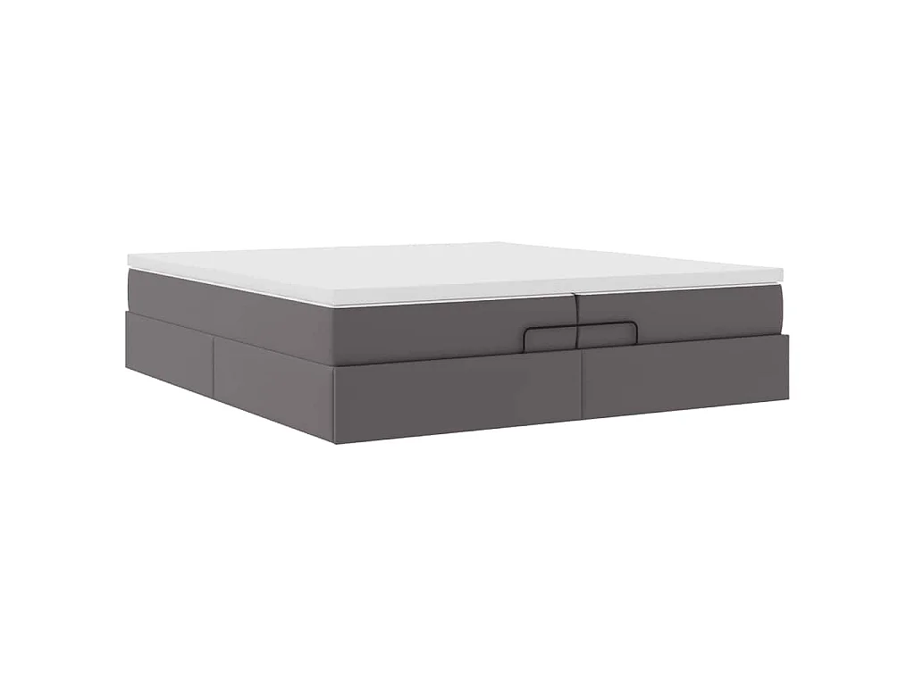 Estructura cama otomana colchones cuero sintético gris
