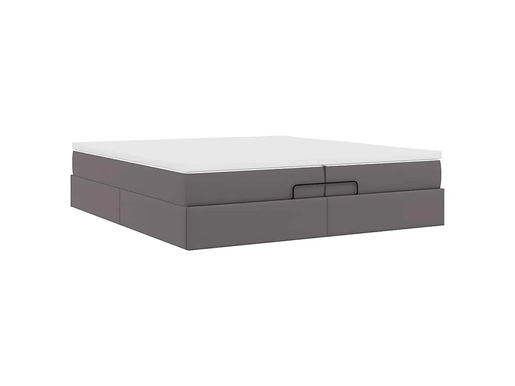 Estructura cama otomana colchones cuero sintético gris