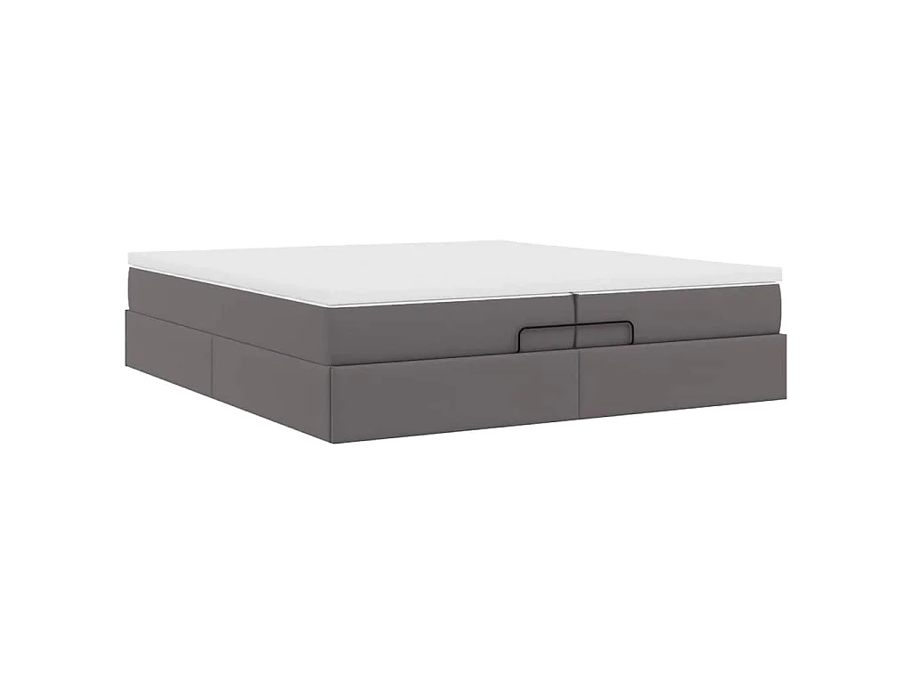 Estructura cama otomana colchones cuero sintético gris