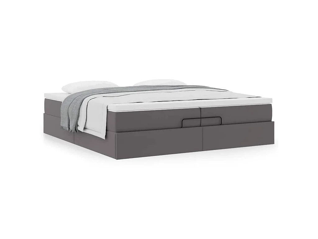 Ottoman bed met matrassen 200x200cm kunstleer grijs
