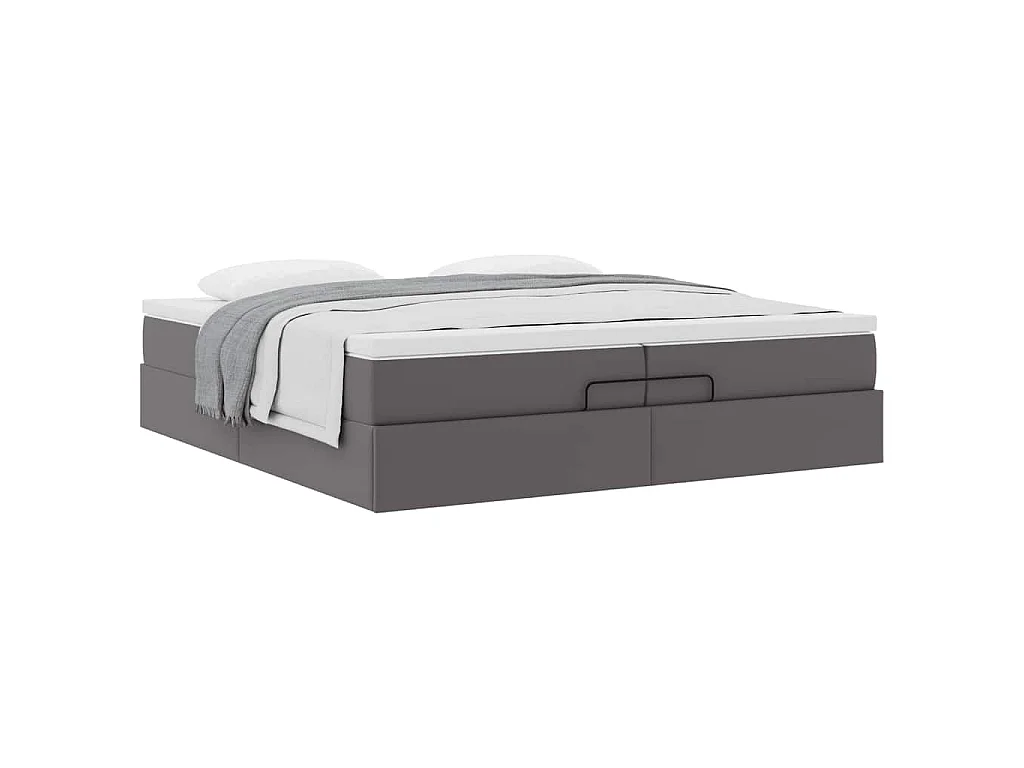 Ottoman bed met matrassen 200x200cm kunstleer grijs