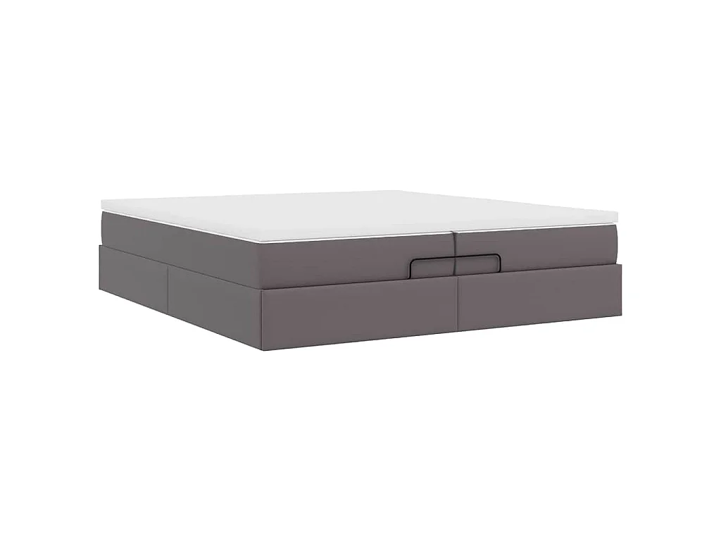 Ottoman bed met matrassen 200x200cm kunstleer grijs