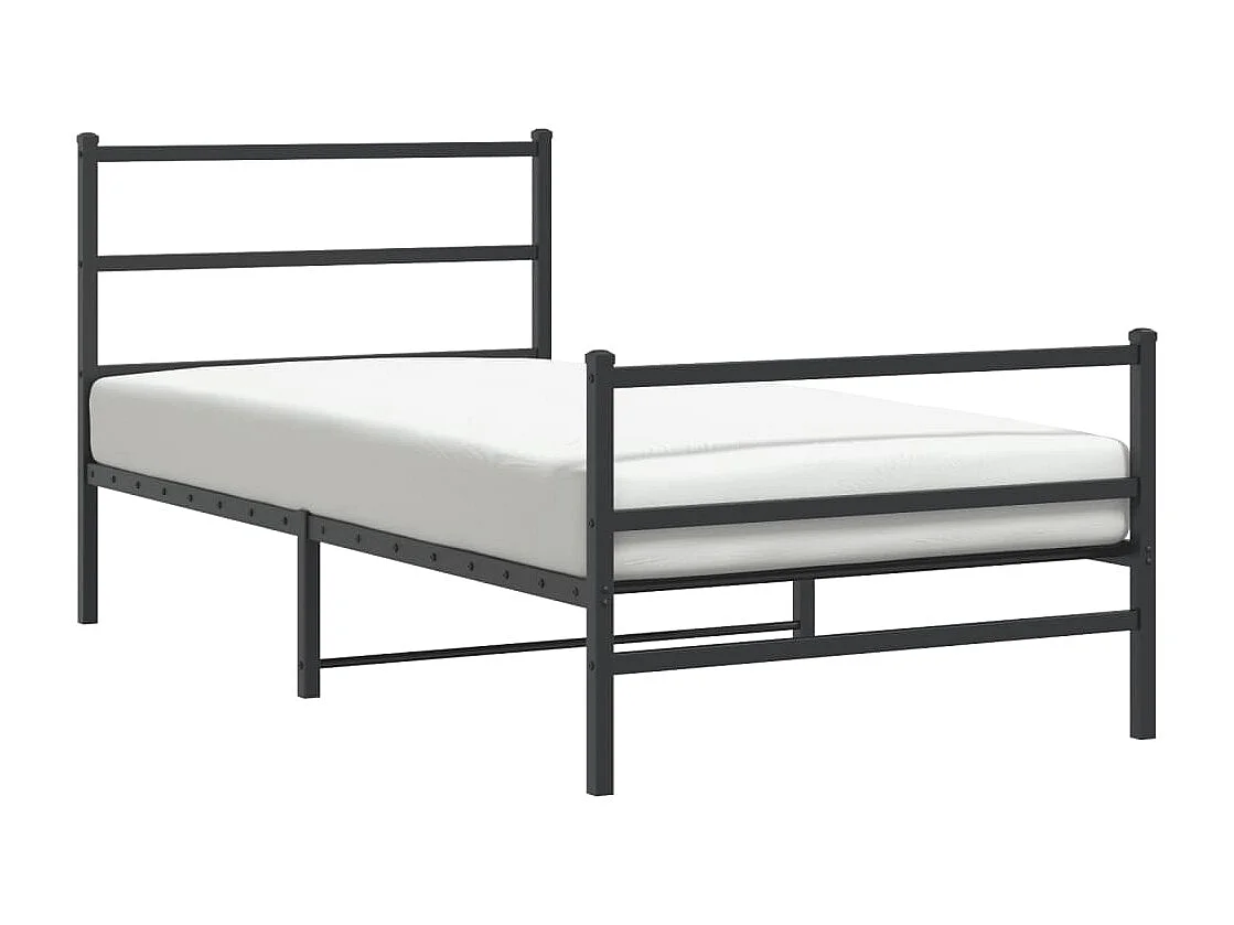 Cadre de lit métal sans matelas avec pied de lit noir 107x203cm