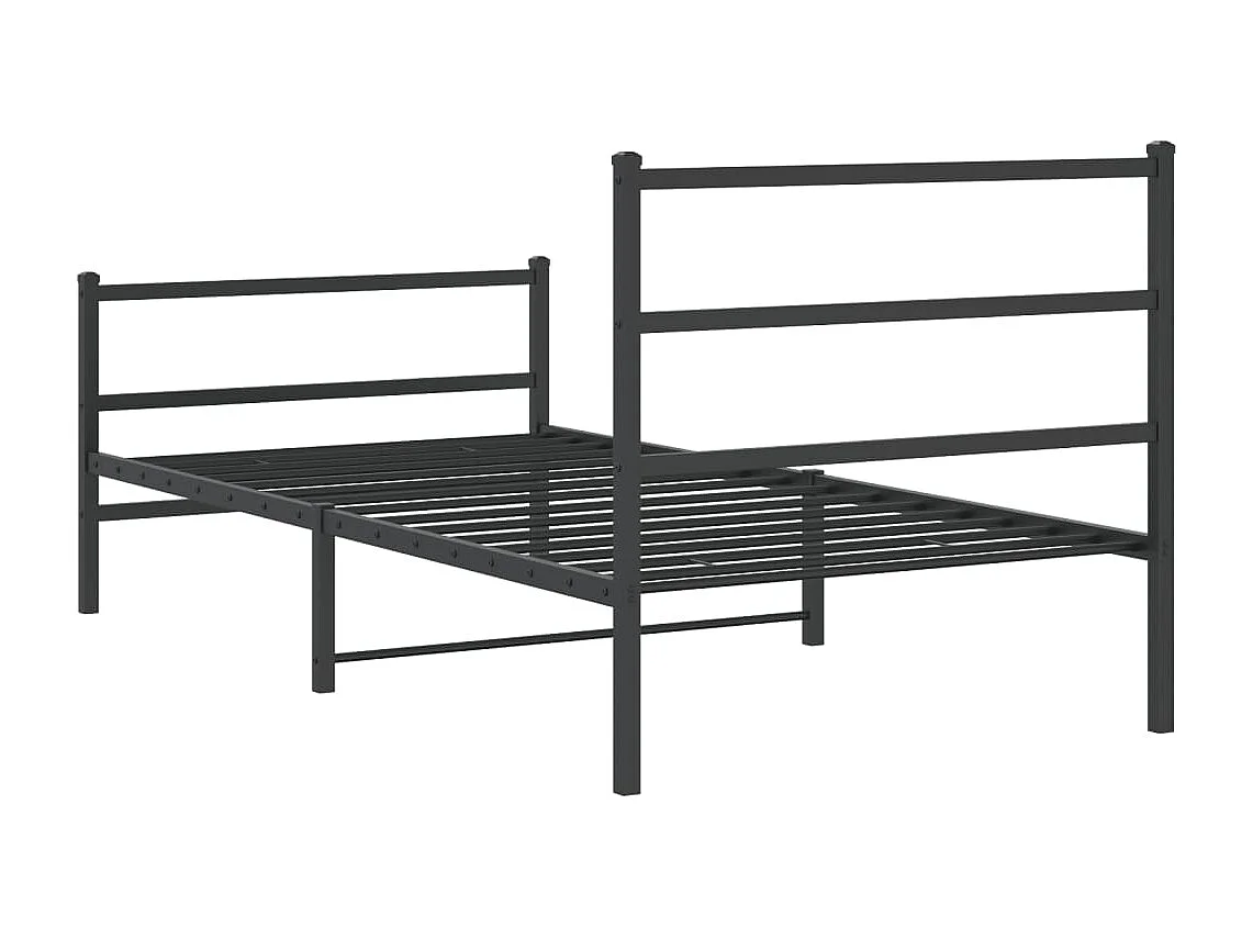 Cadre de lit métal sans matelas avec pied de lit noir 107x203cm