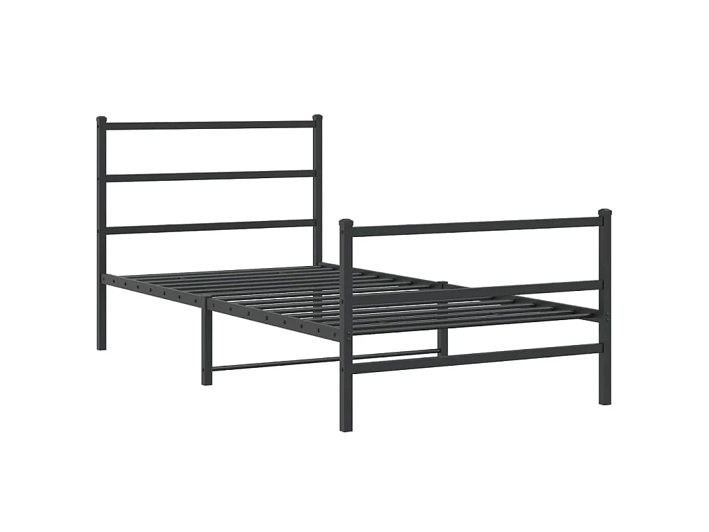 Bedframe met hoofd- en voeteneinde metaal zwart 107x203 cm
