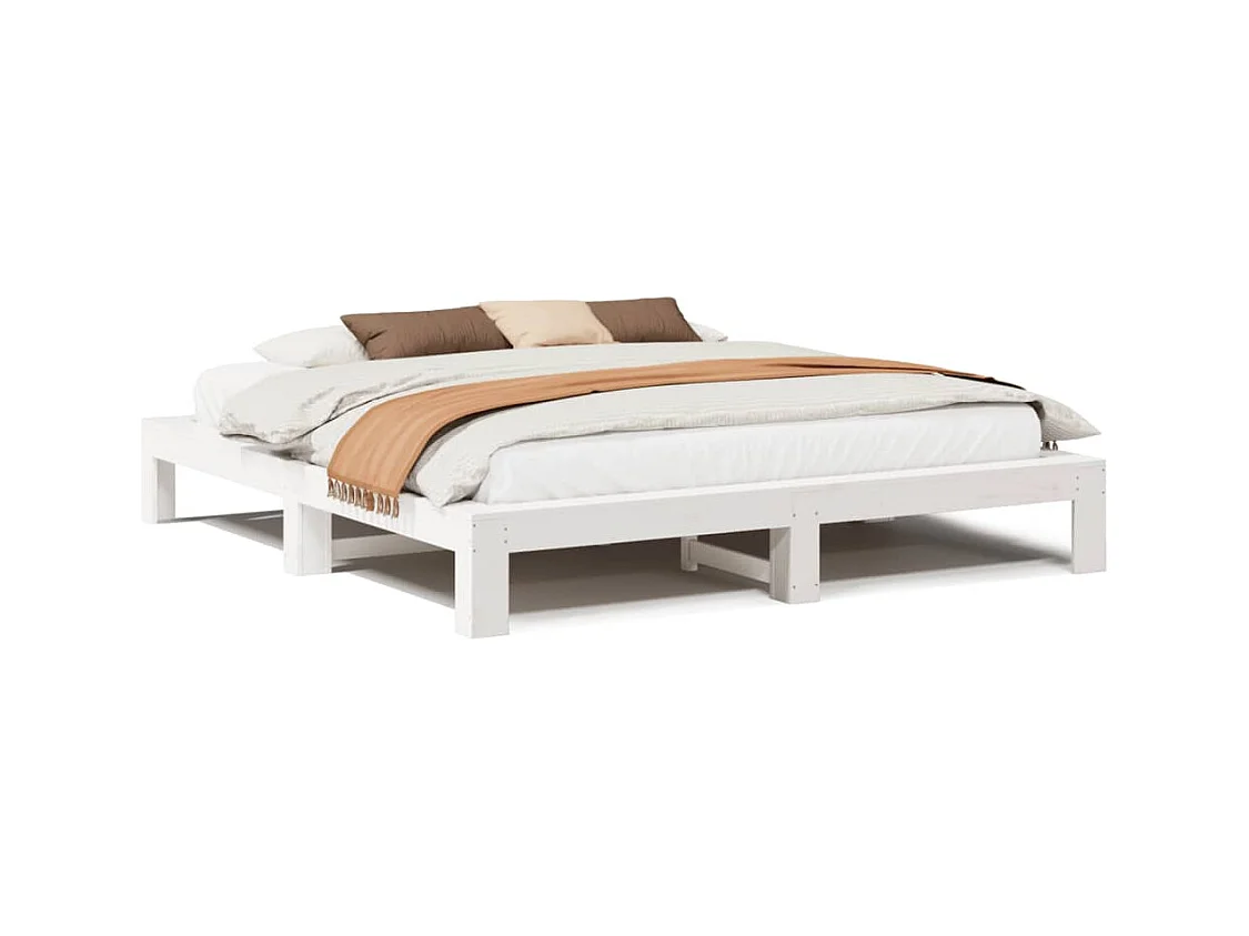 Giroletto senza Materasso Bianco 200x200 cm Legno Massello Pino