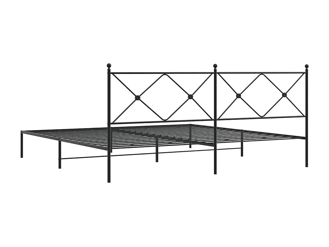 Cadre de lit métal sans matelas avec tête de lit noir 193x203cm