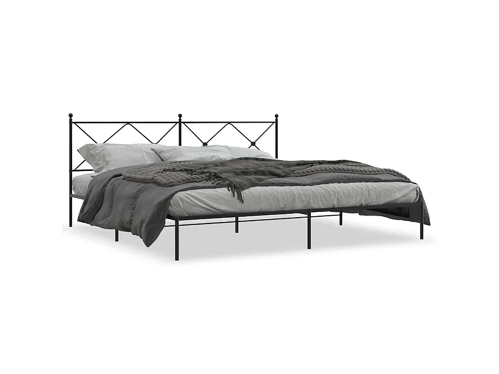 Giroletto con Testiera in Metallo Nero 193x203 cm