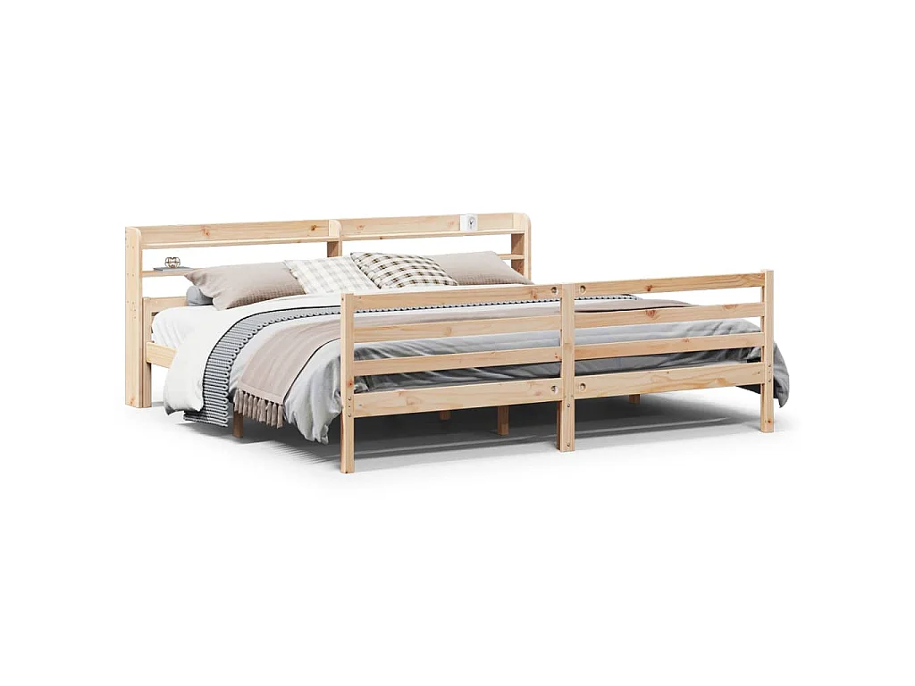 Bedframe met hoofdbord massief grenenhout 200x200 cm
