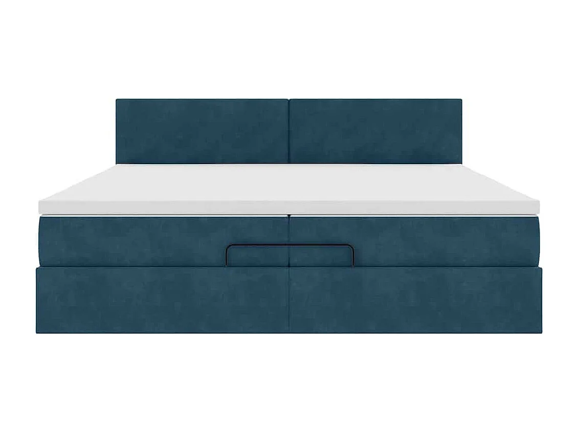 Bed poef met matrassen en leds 200x200 cm fluweel donkerblauw