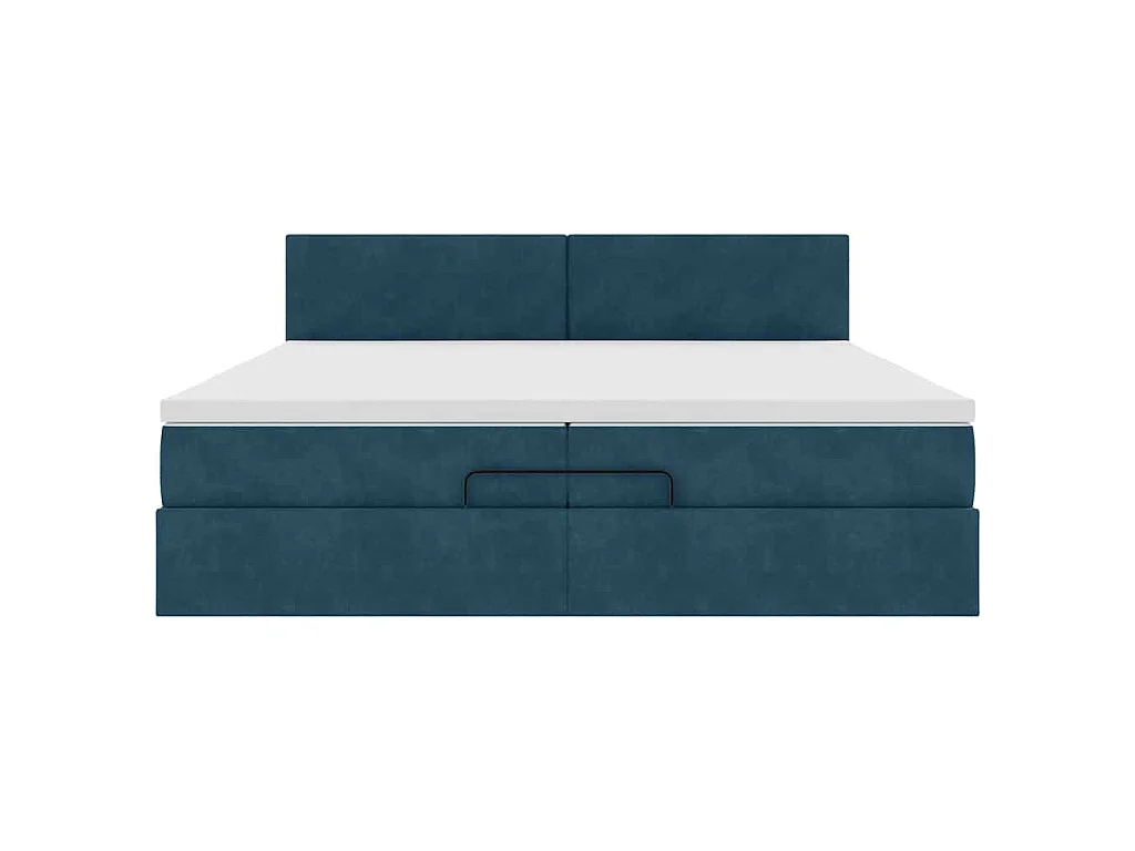 Cama otomana con colchones y luces LED azul oscuro 200x200 cm