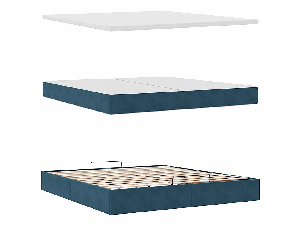 Cama otomana con colchones y luces LED azul oscuro 200x200 cm