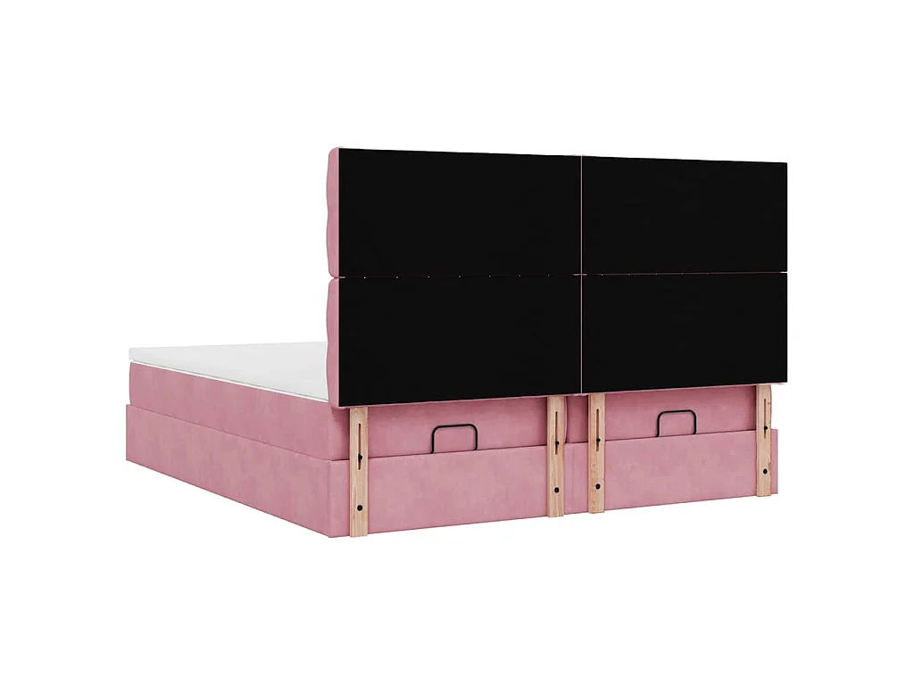 Estructura de cama otomana colchones terciopelo rosa 200x200cm