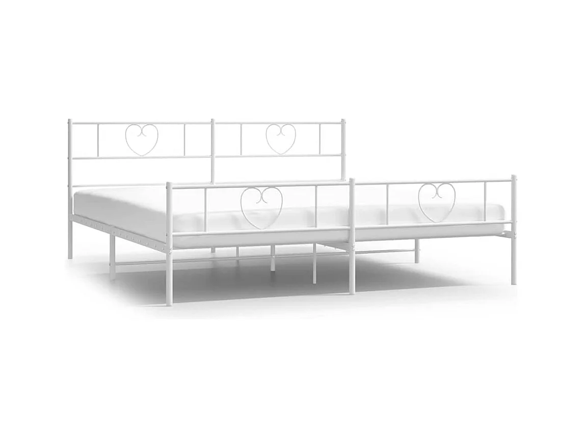 Estrutura de cama com cabeceira e pés 193x203 cm metal branco