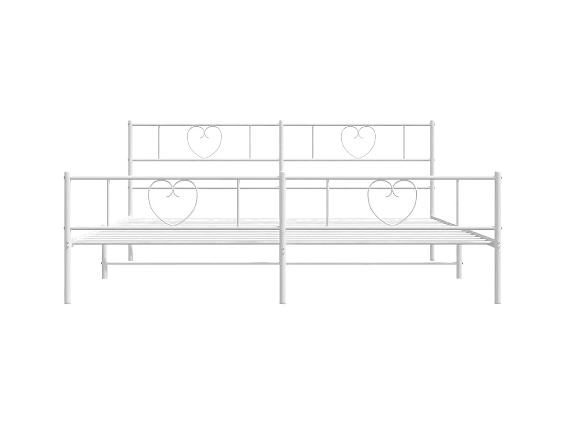 Estrutura de cama com cabeceira e pés 193x203 cm metal branco