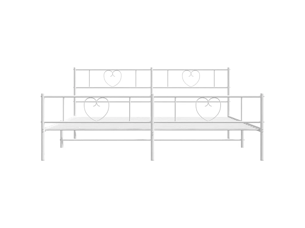 Cadre de lit métal sans matelas et pied de lit blanc 193x203 cm