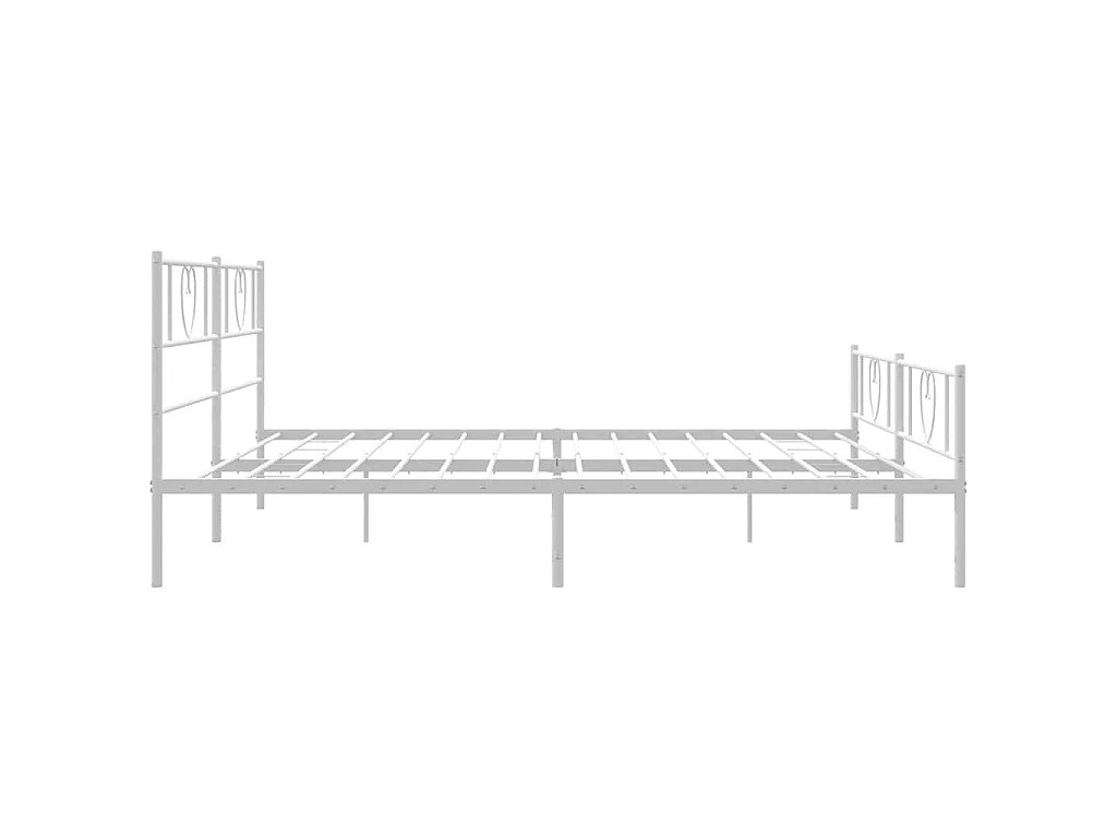 Cadre de lit métal sans matelas et pied de lit blanc 193x203 cm